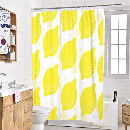 Duschvorhang 240x200 Zitrone Duschrollo Wasserabweisend Anti-Schimmel mit 12 Duschvorhangringen, 3D Bedrucktshower Shower Curtains, für Duschrollo für Badewanne Dusche von zhwe