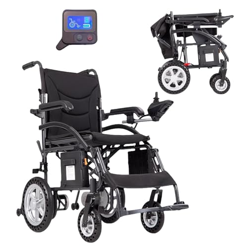 zhyunvd Elektrische Rollstühle Für Erwachsene,Ultraleichter Faltbarer Elektrischer Rollstuhl,250W Doppelmotoren,Mit Dualer Controller Und Faltpedal,Für Senioren Und Behinderung Dual Control,10A von zhyunvd