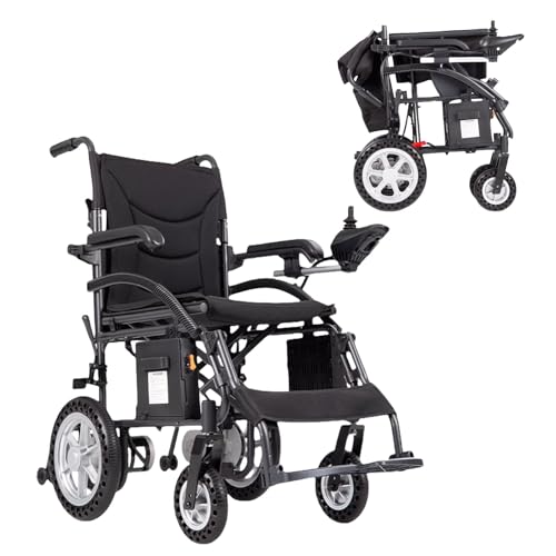 zhyunvd Elektrische Rollstühle Für Erwachsene,Ultraleichter Faltbarer Elektrischer Rollstuhl,250W Doppelmotoren,Mit Dualer Controller Und Faltpedal,Für Senioren Und Behinderung Single Control,20A von zhyunvd