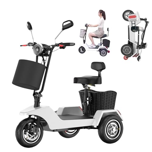 zhyunvd Leichter Reise Mobilitätsroller,Mobilitätsroller Mit 3 Rädern,150 Kg Tragfähigkeit,Mit Ladegerät Und Korb,Für Ältere Menschen Und Erwachsene A,10A von zhyunvd