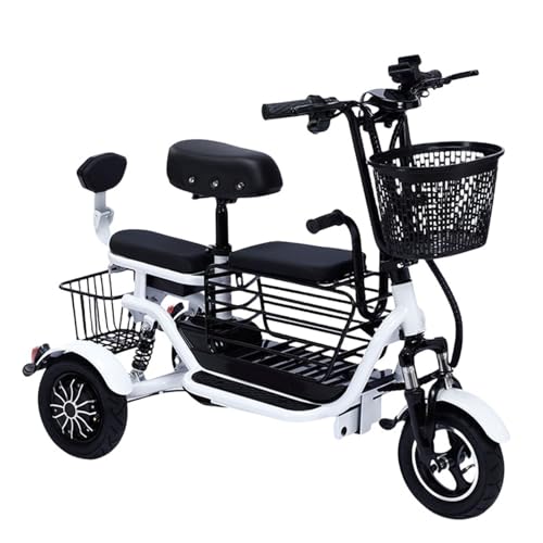 zhyunvd Mobilitätsroller Mit 3 Rädern,Leichter Reise Mobilitätsroller,Rollator Elektrisch, LED-Scheinwerfer Und Korb, Ladegerät Im Lieferumfang Enthalten,Kann Kinder Hochnehmen Black,30km von zhyunvd