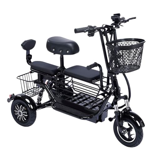 zhyunvd Mobilitätsroller Mit 3 Rädern,Leichter Reise Mobilitätsroller,Rollator Elektrisch, LED-Scheinwerfer Und Korb, Ladegerät Im Lieferumfang Enthalten,Kann Kinder Hochnehmen Black,60km von zhyunvd