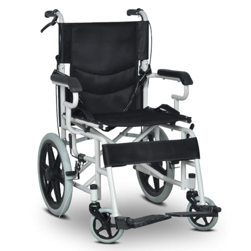 zhyunvd Rollstuhl Faltbar Leicht, Mit Selbstantrieb Für Senioren,Mit Teleskopstiel Und Reisetasche,100Kg Tragkraft,Ergonomischer Rollstuhl,Für Senioren Und Behinderung Alle Terrains B von zhyunvd