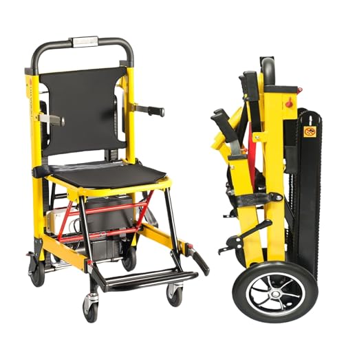 zhyunvd Zusammenklappbarer Treppenrollstuhl,Tragbarer Leichter Treppenlift,Treppensteiger Trolley, Elektrische Treppenhilfe Rollstühle, Für Behinderte Mit Yellow von zhyunvd