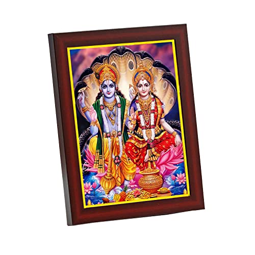 zig zag Lord Lakshmi Narayan / Lord Vishnu mit Lakshmi Mata Bilderrahmen für Wandtisch, Größe S (15,2 x 20,3 cm, Acrylglas), Braun von zig zag