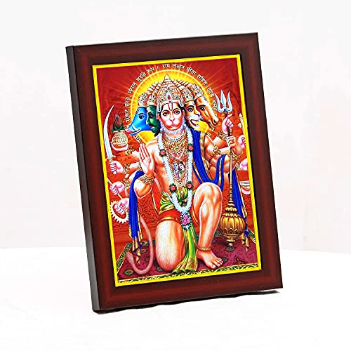 zig zag Lord Panchmukhi Hanuman Ji Bilderrahmen für Wandtisch, Größe S (15,2 x 20,3 cm, Acrylglas) von zig zag