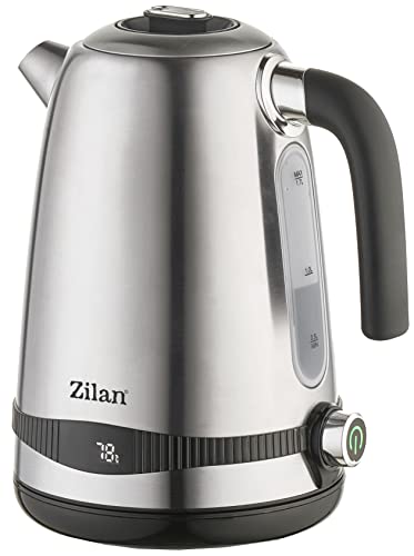 Zilan Digitaler Wasserkocher Edelstahl 1,7 lt Trockenkochschutz Temperaturregelfunktion Warmhaltefunktion 360° Drehfuß 1850-2200W von zilan z şekil