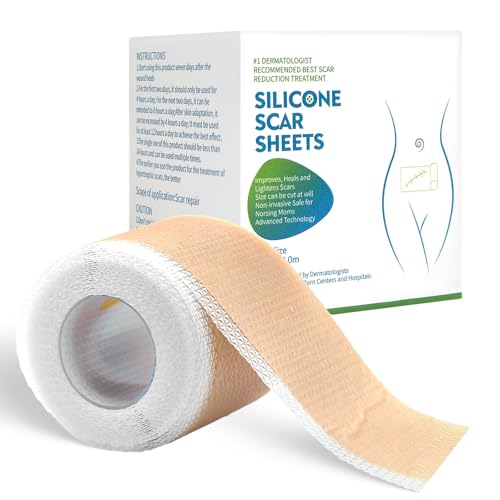 zinhsq Silikon-Narbenband (1,6 x 116 Zoll – Rolle, 3 Meter), Silikon-Narbenband zur Narbenentfernung, geeignet for Kaiserschnitt, Narben, Verbrennungen, Akne, Operationsnarben von zinhsq