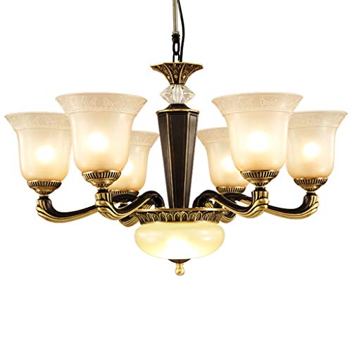 zishuo shop Wandlampen, Leuchten Für Wohnzimmerleuchte 6-Armige Hängelamamerikanischer Kupfer-Kronleuchter Duplex-Kronleuchter Schlafzimmer-Kronleuchter Arbeitszimmer-Esszimmer-Kronleuchter von zishuo shop