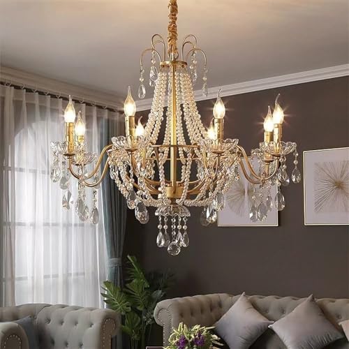 zishuo shop Wandlampen, Luxuriöser Moderner Kristallkronleuchter, K9-Regentropfen-Kristallkronleuchter, 8-Flammige Kristall-Pendelleuchten Für Esszimmer, Wohnzimmer, Foyer, Flur von zishuo shop
