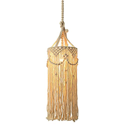 zishuo shop Wandlampen,-Stil Kreativität Kronleuchter Romantische Baumwollseil Makrameendelleuchte Wohnzimmer Esszimmer Hochzeit Hängeleuchte Handgefertigter Gestrickterpenschirm E27 1-Licht/a/B von zishuo shop