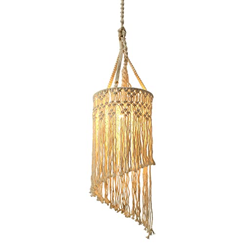 zishuo shop Wandlampen,-Stil Kreativität Kronleuchter Romantische Baumwollseil Makrameendelleuchte Wohnzimmer Esszimmer Hochzeit Hängeleuchte Handgefertigter Gestrickterpenschirm E27 1-Licht/a/C von zishuo shop
