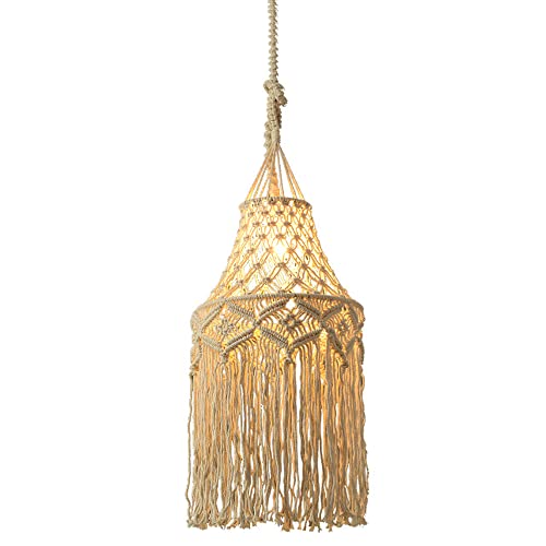 zishuo shop Wandlampen,-Stil Kreativität Kronleuchter Romantische Baumwollseil Makrameendelleuchte Wohnzimmer Esszimmer Hochzeit Hängeleuchte Handgefertigter Gestrickterpenschirm E27 1-Licht/a/D von zishuo shop