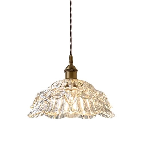 zishuo shop Wandleuchten, Messingglas Kronleuchter Retro Einfache Schlafzimmer Einzelkopfndelleuchte Küche Bar Restaurant Nachttisch Arbeitszimmer Dekoration Deckenhängelame26 Innenbeleuchtung von zishuo shop