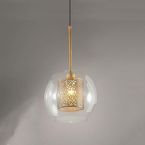 zishuo shop Wandleuchten, Nordic Restaurant Single-Head Kronleuchter Licht Luxus Kreative Schmiedeeisen Kugel Glas Hängeleuchtersönlichkeit Bar Cnachttisch Kleine Deckenpendellamled Innenbeleuchtung/a von zishuo shop