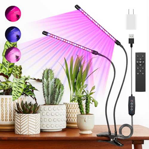 Pflanzenlicht Vollspektrum - Indoor 8W Pflanzen LED Grow Lampe, High PPFD Grow Lights für Blumen, Gemüse, Hydroponik, Vollspektrum-Pflanzenlicht mit Timer, 10 Stufen Dimmbar mit Memory-Funktion von zixunix