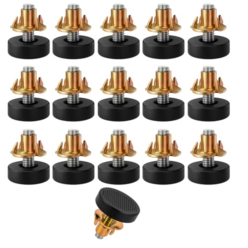 16 Stück Möbelfüße Verstellbar M6 Stellfüße mit 22mm Ø Basis, Höhenverstellbar 6-22mm, Justierschrauben mit M6 Gewinde und verstärkter Tragkraftmutter, Nivellierfüße für Tisch Schrank Stuhl Regal Sofa von zizitips
