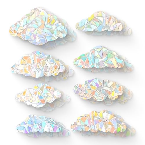 16 Stück Rainbow Window Clings, 3D Dekorative Fensterfolie, Wolkenform Fensteraufkleber Anti-Kollisions Fenstersticker Statisch Haftend Wiederverwendbar Fensterdeko Suncatcher für Kinderzimmer von zizitips
