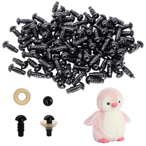 200 Stück 6 mm Sicherheitsaugen für Häkeltiere mit Unterlegscheiben, schwarze Kunststoffaugen für Amigurumi, Puppen, Stofftiere, Basteln und DIY-Projekte, Handarbeit, Nadelfilz, Spielzeugzubehör von zizitips