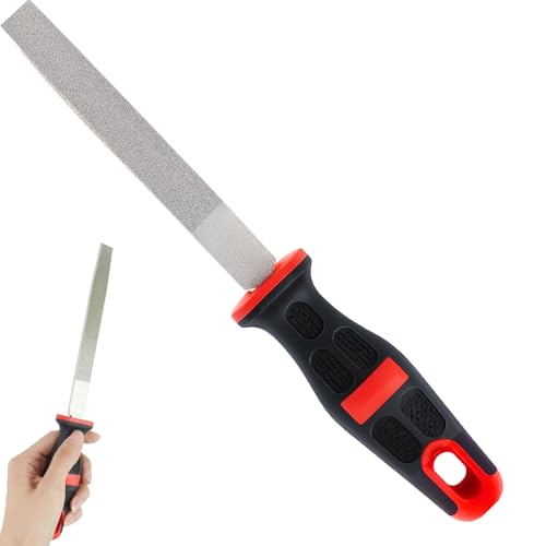 6-Zoll Diamantbeschichtete flache Feile mittlere Körnung 150, für Glas, Keramik, Fliesen, Stein, Marmor und Granit, beidseitige Diamantbeschichtung, ergonomischer Komfort-Massagegriff mit Aufhängeloch von zizitips