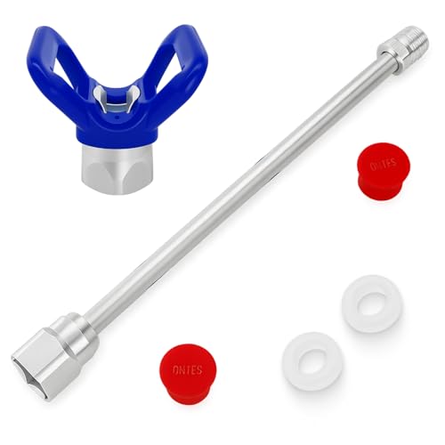 Düsenverlängerung mit Düsenschutz für Airless Spritzpistole, 30cm Verlängerungsstange für Farbspritzgeräte, geeignet für 7/8 Zoll Gewinde, aus eloxiertem Aluminium, Hochdruck bis 3300 PSI von zizitips