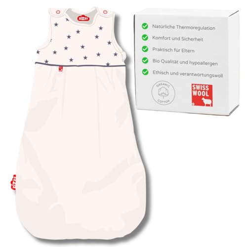 zizzz 4 Jahreszeiten Kinderschlafsack in 3 Größen & vielen süßen Designs - Atmungsaktiver Schlafsack für einen erholsamen Schlaf 70cm (0-6 M), Lucky Star von zizzz