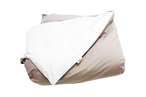 Bettbezug aus Bio-Baumwolle Perkal (Weiss/beige 155x220cm) von zizzz