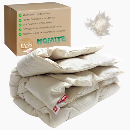 zizzz Enten Daunendecke 140x200 für das ganze Jahr - Made in Germany - NoMite & Downpass Zertifiziert - Bettdecke aus 90% Entendaunen / 10% Entenfedern mit sanfter Bio Baumwolle umhüllt von zizzz