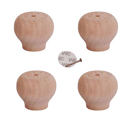 zj01123 4 x Holzmöbelfüße, runde Brot-Ersatzfüße, Sofafüße, verschiedene Höhen (Holzfarbe) von zj01123