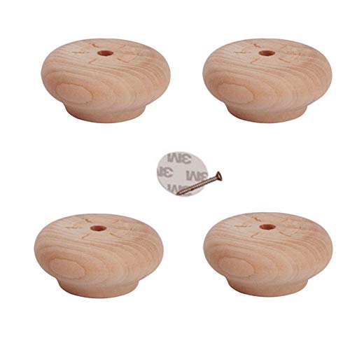 zj01123 Holz-Möbelfüße, rund, Brot, Ersatz-Möbelfüße, Sofafüße, verschiedene Höhen, Holzfarben, 4 Stück 2cm von zj01123