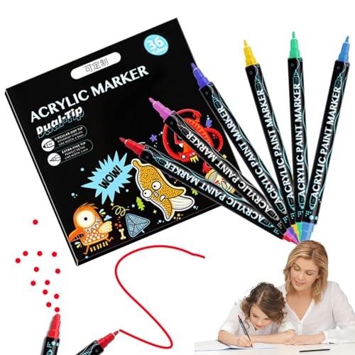 zjhukfmc Akryl Malstifte,36 Farben Akryl Malstifte Set - Sechsunddreißig Teile Zeichenmaterial Für Kalligraphie Stein Glas Holz Papier Leinwand von zjhukfmc