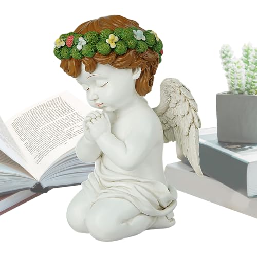zjhukfmc Engelstatuen Für Den Garten | Betende Resin Gartenfigur,Für Draußen Wohnzimmer Ostern Schreibtisch Küche Fensterbank von zjhukfmc