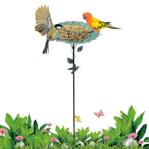 zjhukfmc Garten Vogelbad - Dekoratives Vogelbad Mit Futterstelle Für Den Außenbereich | Robuster Futterspender Rostfrei Als Gartendeko Für Terrasse, Weg & Auffahrt von zjhukfmc
