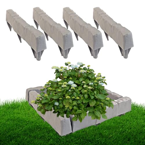 zjhukfmc Gartensteine Einfassungssteine | Naturstein Blumenbeet Einfassung - 8 Steine Kantenset Ohne Graben Für Terrassen Rasen Gehwege Spielbereich Gartenbereich von zjhukfmc
