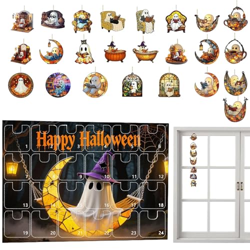 zjhukfmc Halloween Countdown Kalender | Halloween Lese-Geist 2D Acryl Aufhängbares Ornament Set | 24 Tage Countdown Kalender Für Erwachsene Kinder Tür Wand Deko zjhukfmc Halloween Countdown Kalender | Halloween Lese-Geist 2D Acryl Aufhängbares Ornament Set | 24 Tage Countdown Kalender Für Erwachsene Kinder Tür Wand Deko von zjhukfmc
