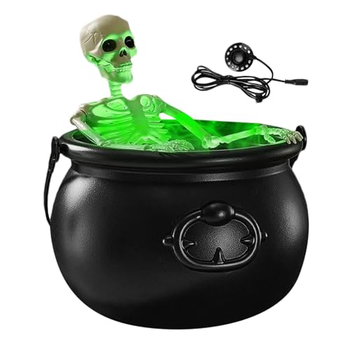 zjhukfmc Halloween Dekorationen für Innenbereich | Hexenkessel Auf Dreifuss Für Garten Deko,Mit Lichterkette und Grusel Figuren für Garten Rasen Terrasse von zjhukfmc