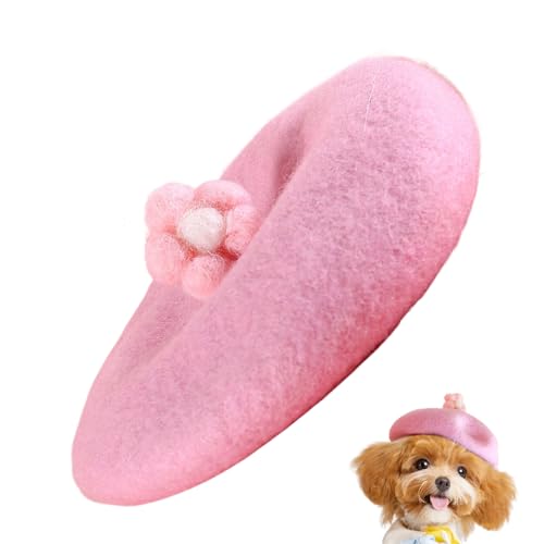 zjhukfmc Haustier Baskenmütze | Blumen Barett für kleine Hunde | Gemütliche Tier Kopfbedeckung Für Winter 5000-15000g - Welpe Kätzchen Kostüm Fotografie Party 5-15Kg von zjhukfmc
