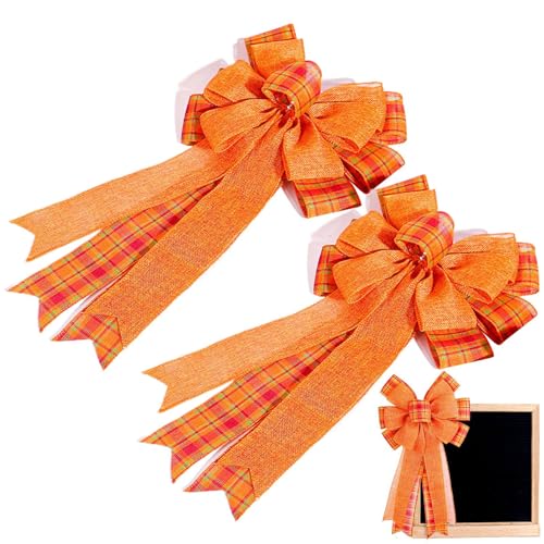 zjhukfmc Herbstliche Schleifen Girlanden, Dekorative Schleifenband für Baumspitze, Große Schleifendeko für Erntefest, 25x48cm, ideal für Fensterdekoration, Tischarrangement, Saisonale Feier von zjhukfmc