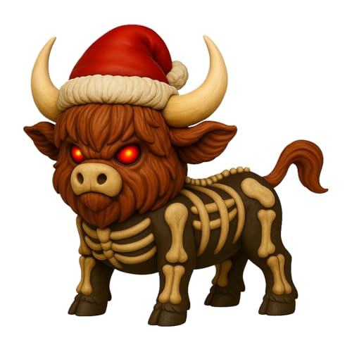 zjhukfmc Highland Cow Figurinen, Hochlandrinder Statue, Resin Figur Mit Wütendem Gesicht Santa Weihnachtshut Skelett Rind Für Garten Wohnzimmer zjhukfmc Highland Cow Figurinen, Hochlandrinder Statue, Resin Figur Mit Wütendem Gesicht Santa Weihnachtshut Skelett Rind Für Garten Wohnzimmer von zjhukfmc