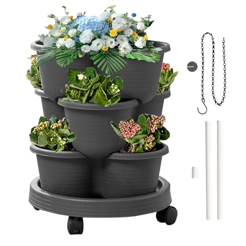 zjhukfmc Hochbeet Vertikal - Gemüsebeet - 3 Ebenen Pflanzenturm Mit Abnehmbaren Rädern Und Werkzeug Für Küchenkräuter Erdbeeren Blumen Terrasse Balkon Garten zjhukfmc Hochbeet Vertikal - Gemüsebeet - 3 Ebenen Pflanzenturm Mit Abnehmbaren Rädern Und Werkzeug Für Küchenkräuter Erdbeeren Blumen Terrasse Balkon Garten von zjhukfmc