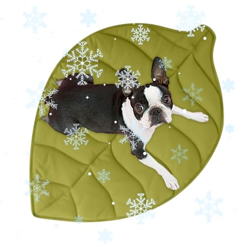 zjhukfmc Kühlmatte Für Hunde | Kühlmatte Für Katzen | rutschfeste Waschbare Unterlage Mit Blattdesign Für Zuhause Unterwegs Korb Auto Pool Camping von zjhukfmc