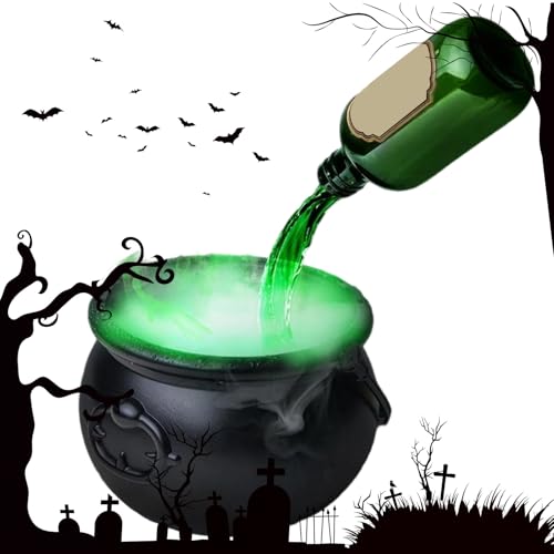 zjhukfmc Magisches Schwebe-Flaschendekor mit Duftverteiler für Halloween, 19.5 cm Schwarze Hexenschale mit Dynamischem Nebeleffekt, Dekoratives Schmuckstück für Partytisch, Fensterbank von zjhukfmc