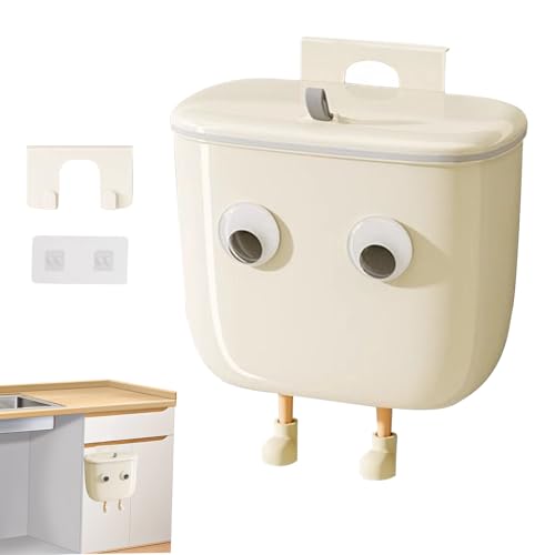 zjhukfmc Mülleimer Für Küche | Abfalleimer Mit Deckel | Müllkorb Mit Augen Und Beinen Deko | Für Schlafzimmer Entsorgung Unter Spüle Wand von zjhukfmc