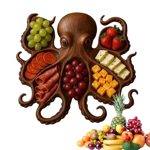 zjhukfmc Octopus Charcuterie Platter,28x28cm Tintenfischform Servierplatte,ABS Obstschalen,Für Veranstalter Küche Meeresfrüchte Liebhaber Theke Fleisch Picknick Frucht Käse Rustikaler Tisch Outdoor von zjhukfmc