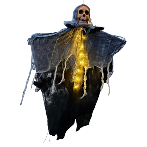 zjhukfmc Skelett Dekoration | Halloween Skelett Schwebende | Beleuchtete Deko Mit Nebel Für Garten Maskenbälle Festivals Höfe Innenräume von zjhukfmc