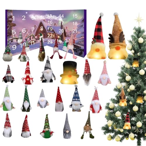 zjhukfmc Weihnachts Countdown Kalender,Leuchtender 24 Tage Urlaubs Kalender Gartenzwerg - Festliche Wanddekoration Für Zuhause Partyzimmer Geschenkidee von zjhukfmc
