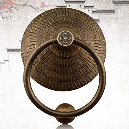Türklopfer aus antiker Bronze, Retro-Türgriff mit runden Streifen, für die Fassade des Innenhofs Einer Villa, Türdekorationszubehör aus rostfreiem Messing (Größe: 10,5 cm Durchmesser, Farbe: Bronze) von zkhKHZZY