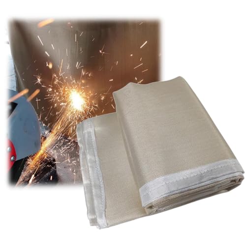 Schweißdecke, Hochleistungs-Glasfaser-Schweißmatte, Hitzebeständig Bis 870 °C, Hitzebeständige Feuerlöschdecke Mit Messingösen, Für Industrie, Räucherofen, Camping, Grill(3x4 m) von zklaseot