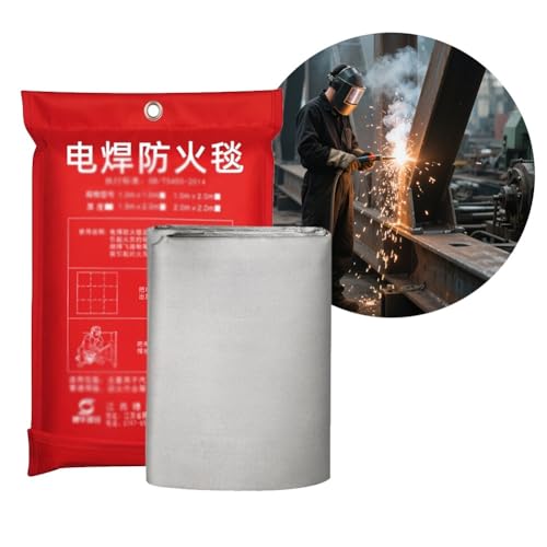 Schweißer-Feuerlöschdecke Feuerschutzdecken Aus Fiberglas Hochtemperaturbeständiges, Flammhemmendes Brandschutztuch Für Grill, Auto, Büro, Lager, Schule(2x2 m) von zklaseot