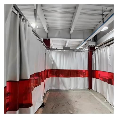 Schweißvorhang, Trennwände, Silikonbeschichtete Schweißdecke Mit Rotem Sichtfenster, Robuster Feuerfester Schutz Für Industrie, Werkstatt, Schneidemaschinen(5X2.5m/16.4x8.3ft) von zklaseot